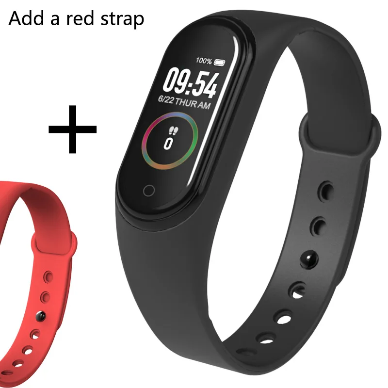 M4C add red strap Smart Bracelet IP67 Waterproof Fitness Tracker Band Blood Pressure Heart Rate Monito Sleep monitoring Smart Wristband - Цвет: M4C add red strap
