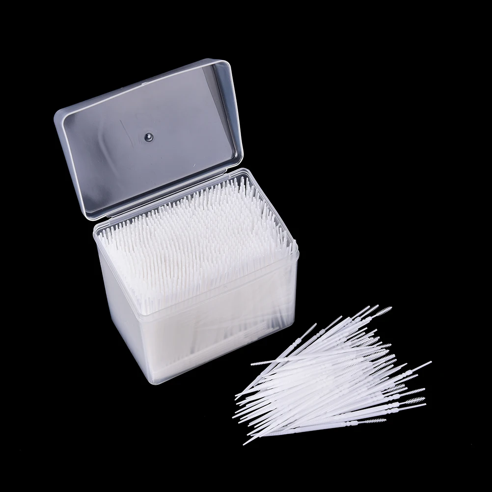 

1 Box 6.5cm 1100pcs 2 Way Interdental Brush Tooth Pick Plastic Dental Picks Oral Hygiene White