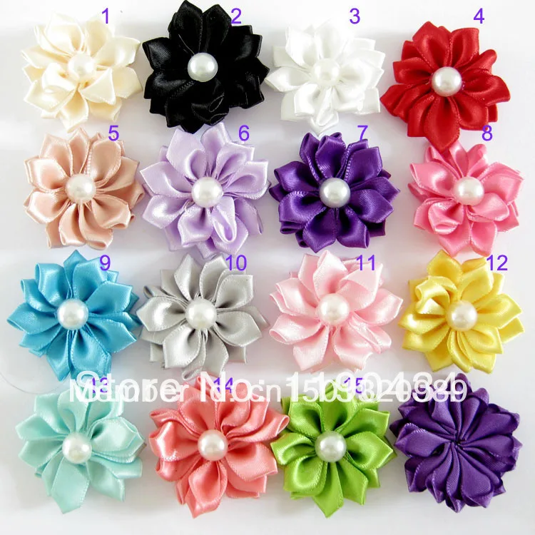 Девушки DIY цветок аксессуары для волос Magnolia Pearl Petite без зажима Сатиновые ленты