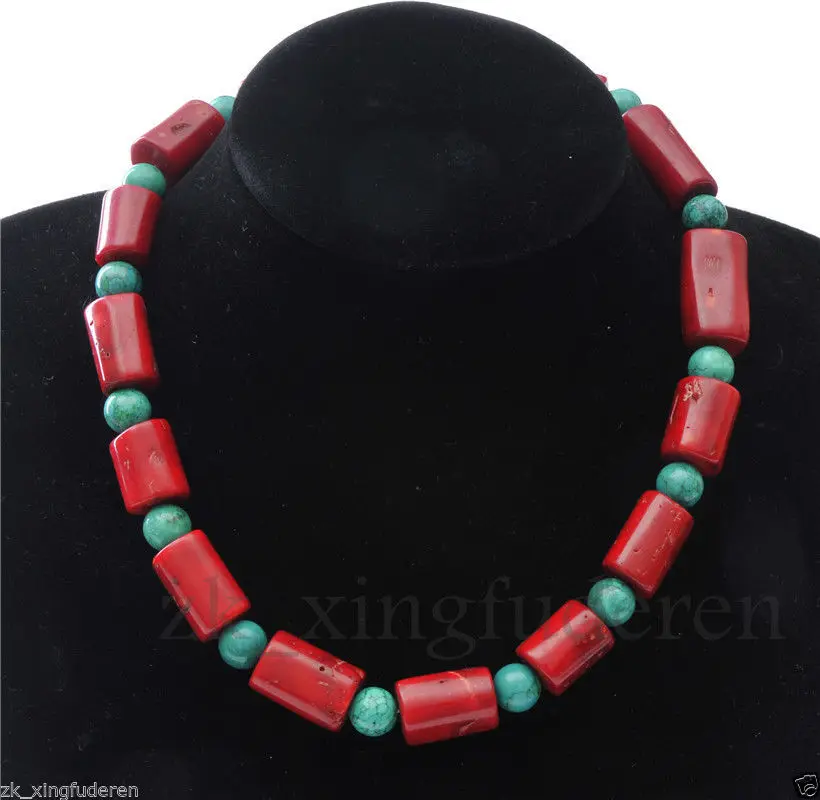 8*10*15 см красные коралловые цилиндрические бусины бирюзовые драгоценные камни этническое женское ожерелье крупные ювелирные изделия Тибетский красный коралл