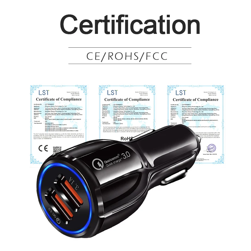 Автомобильное зарядное устройство Quick QC3.0 с двумя usb портами для быстрой зарядки