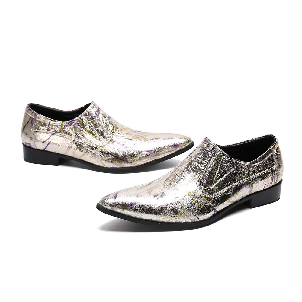 Mocassin homme sapatos натуральная кожа блестящая сталь острый носок формальное платье