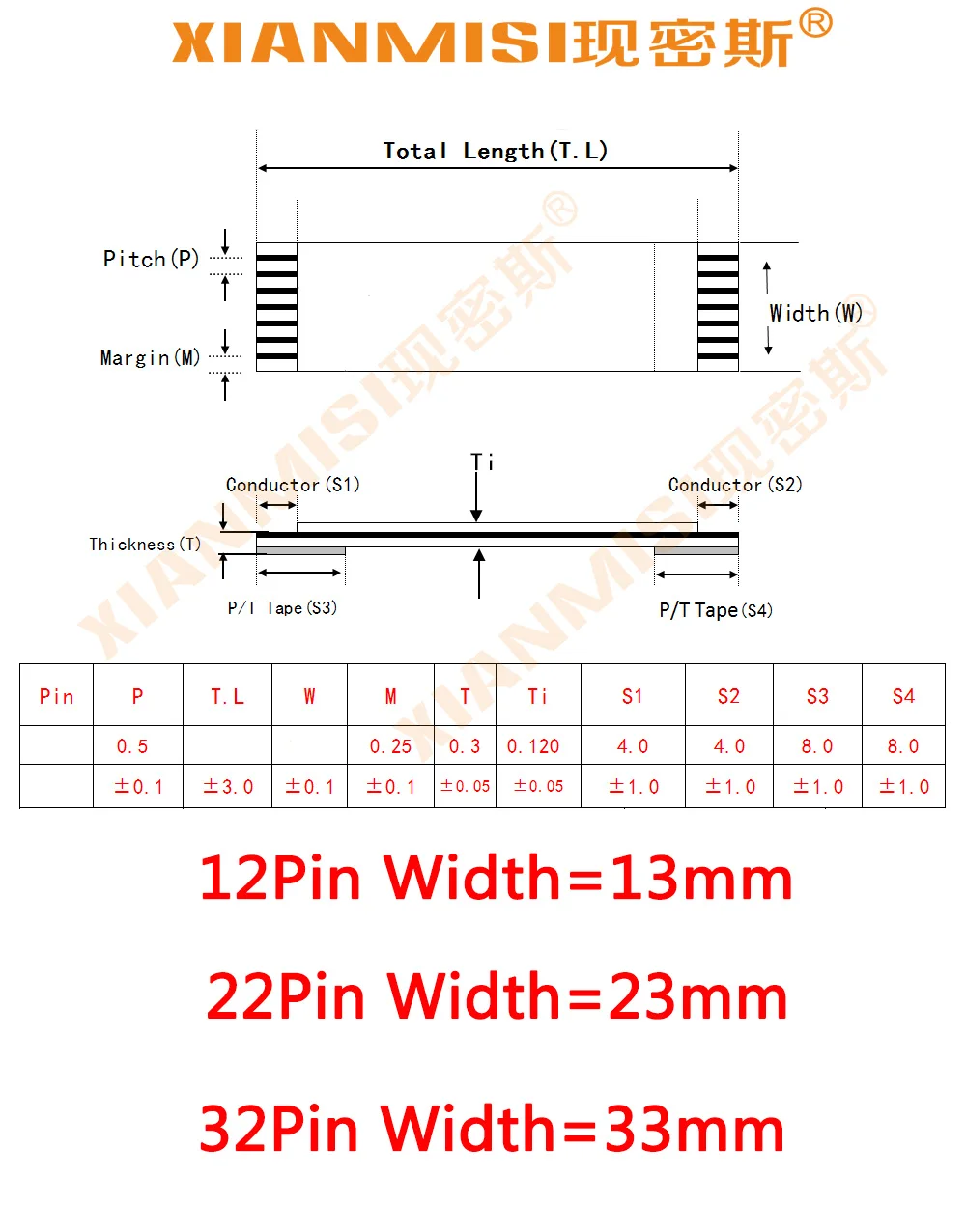 FFC FPC плоский гибкий кабель удлинитель для 12Pin 22Pin 32Pin с одной стороны 1 0 мм Шаг AWM VW