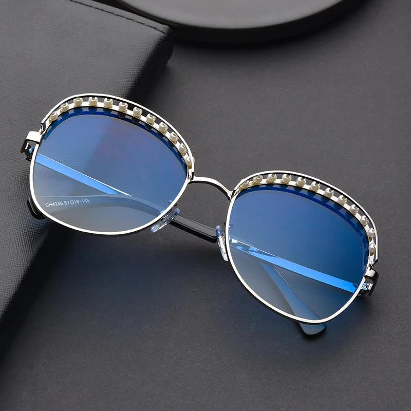 Женские круглые солнцезащитные очки с бриллиантами ретро-цепочка для очков FML UV400