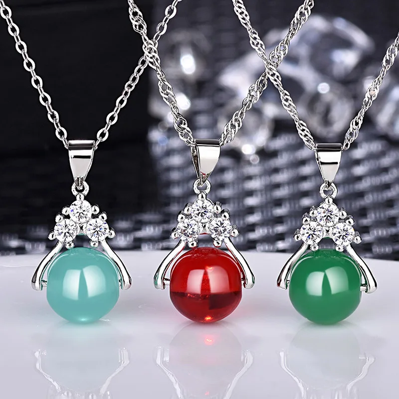 Красный подвеска с сердоликом передачи бусины ожерелье из халцедона Для женщин