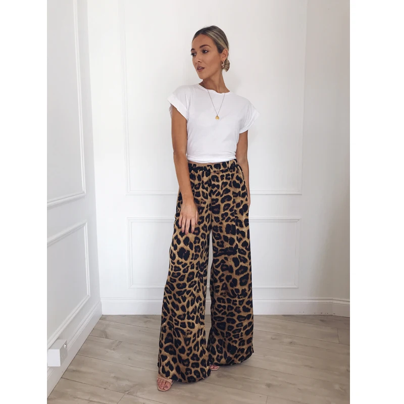 2019 Womens Printed Palazzo Wide Leg Long Loose Baggy Casual Pants Trousers Hot | Женская одежда