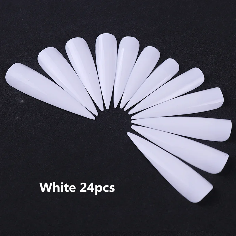 24pcs half nail LILYCUTE натуральные накладные ногти стекловолокно для ногтей клип быстрое строительство удлинение плесень длинные Кончики ногтей для УФ-гель для дизайна ногтей - Цвет: 24pcs half nail