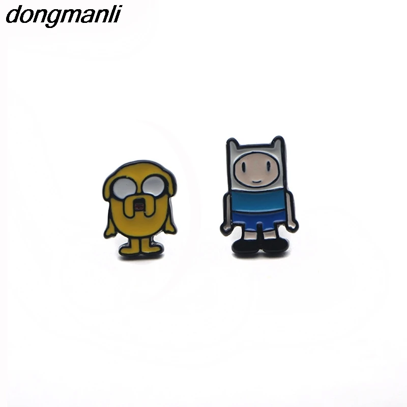 P1913 Dongmanli Adventure Time с Финном и Джейком, Мультяшные эмалированные серьги-гвоздики, ювелирные изделия для девочек, женщин, детей, подарок на день рождения