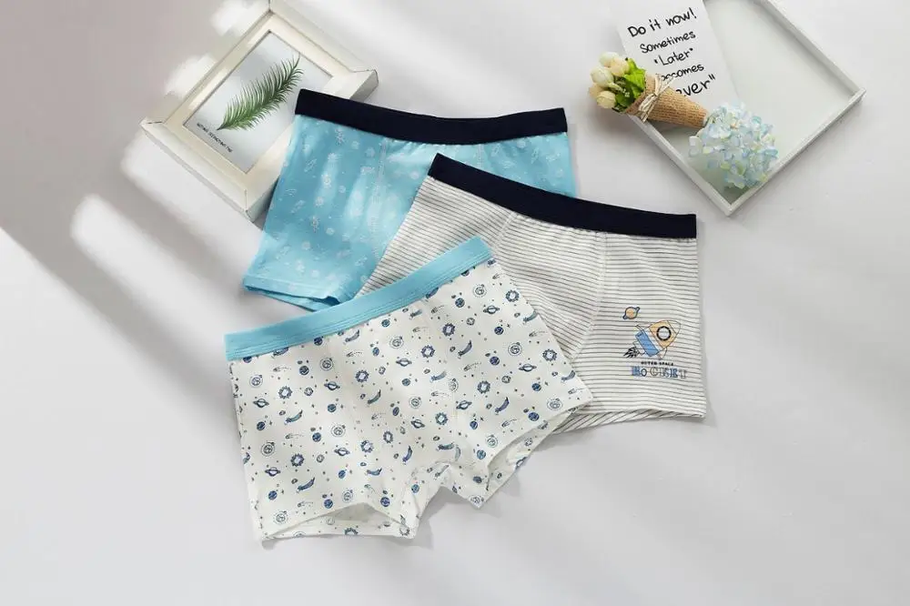 3 шт./лот органическое хлопковое нижнее белье для мальчиков однотонные детские