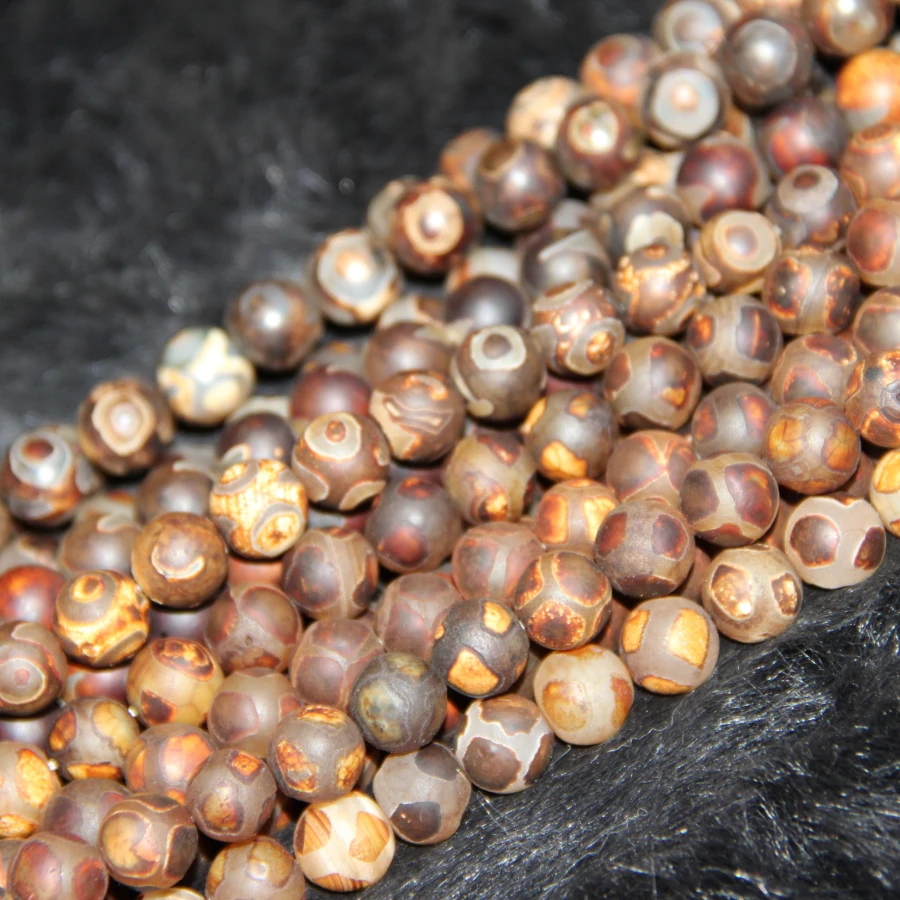 

2strand Brown Balls Artistic Carving Stone Beads Tibetan Necklace Dzi Beads Loose Gems Stone Beads Tibetan Gate Necklace Making