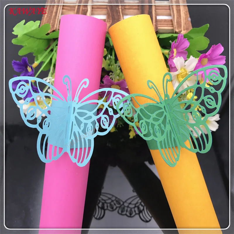 100 шт. розовые бабочки кольцо для салфеток Свадебная вечеринка Сувениры