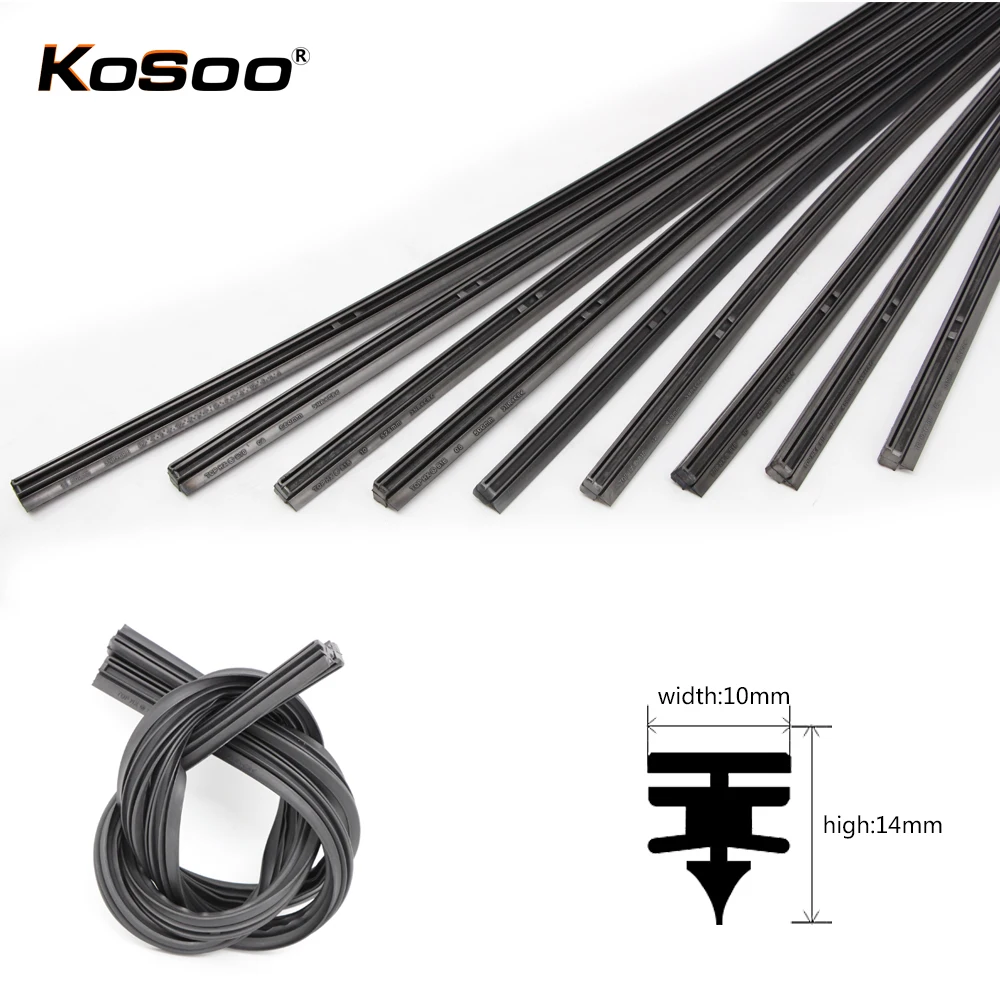 

KOSOO Car Wiper blade Insert Natural rubber Strip strips 14" 16" 17" 18" 19" 20" 21" 22" 24" 26" 10mm Windscreen car accessories