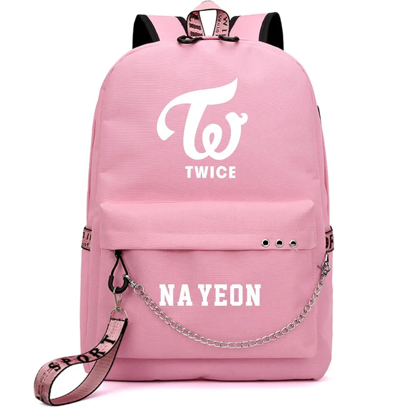 Style 4 Два раза Корейская звезда Nayeon Momo Рюкзак Школьные сумки USB порт Mochila дорожные сумки ноутбук цепь рюкзак наушники - Цвет: Style 4