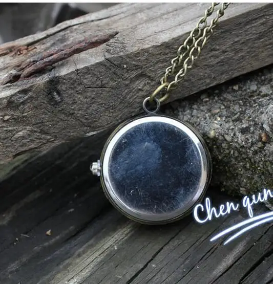 

Retro bronze Anime through firewire ghost clock watches Boys and girls quartz Cute cartoon Necklace pocket watch