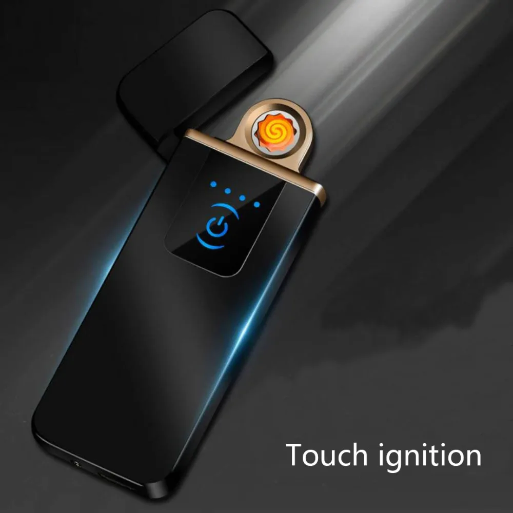 USB Зажигалка lntelligent ультратонкий светодиодный сенсорный экран двухсторонняя