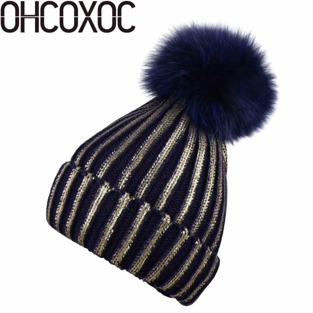 Новые модные женские зимние шапки с помпоном из меха лисы, зимняя шапка с помпоном из настоящего животного, теплые брендовые шапки