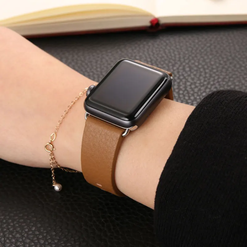 Ремешок для Apple Watch 44 мм 42 40 38 сменный Браслет из натуральной кожи с петлей iwatch series 5