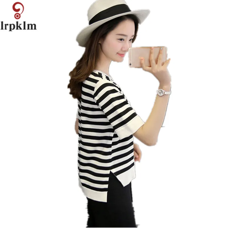 Женский Летний стиль короткий спереди сзади длинный круглый вырез вязаный