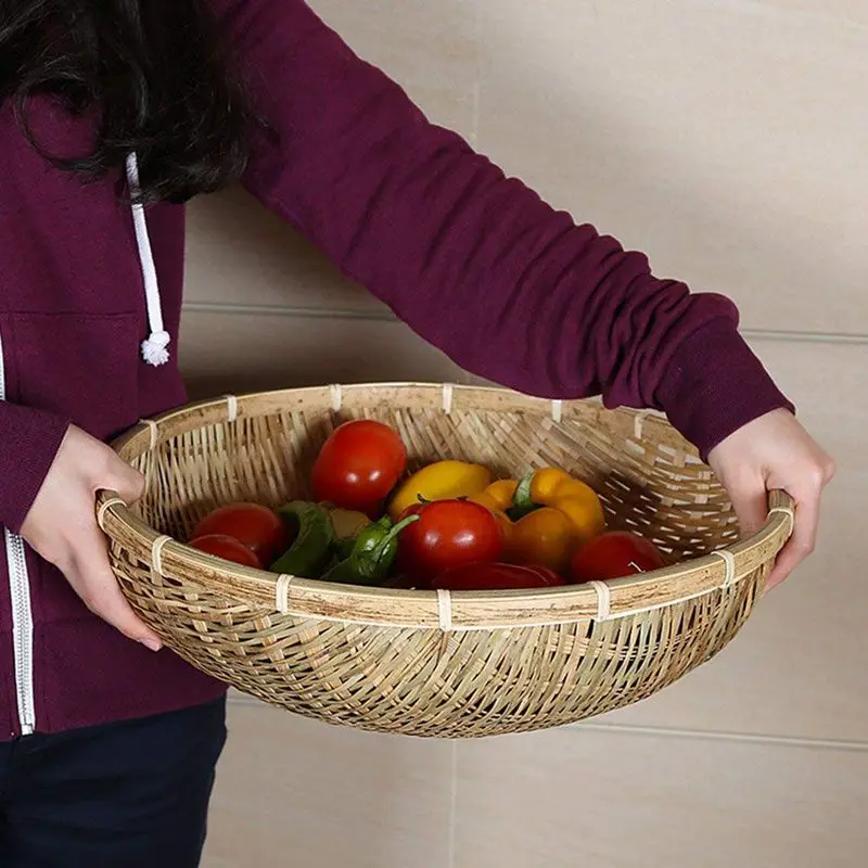 Корзина для хранения, натуральные бамбуковые корзины ручной работы, корзина для фруктов и овощей, корзина для фруктов