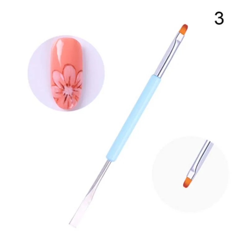 Nail Drawing Brush UV Gel Powder Dust Cuticle Handle Double Head Nail Pen Manicure Nail Art Tool
