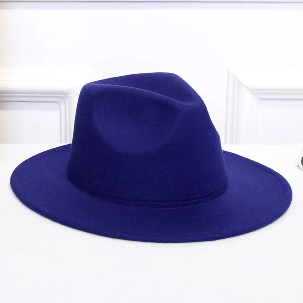 blue 1 предмет, модный Для мужчин Для женщин соломенная шляпа от солнца, Кепки широкополая шляпа с кантом осень-зима в ковбойском стиле, шерстяная, фетровая шляпа подходит для ежедневной носки; домашний костюм - Цвет: blue