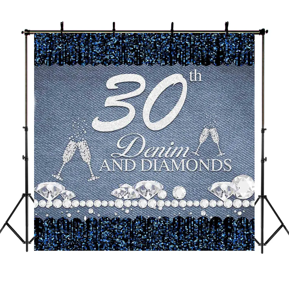 Счастливый 30th 40th 50th 60th день рождения фон деним алмаз фотография Фон Кубок Леди