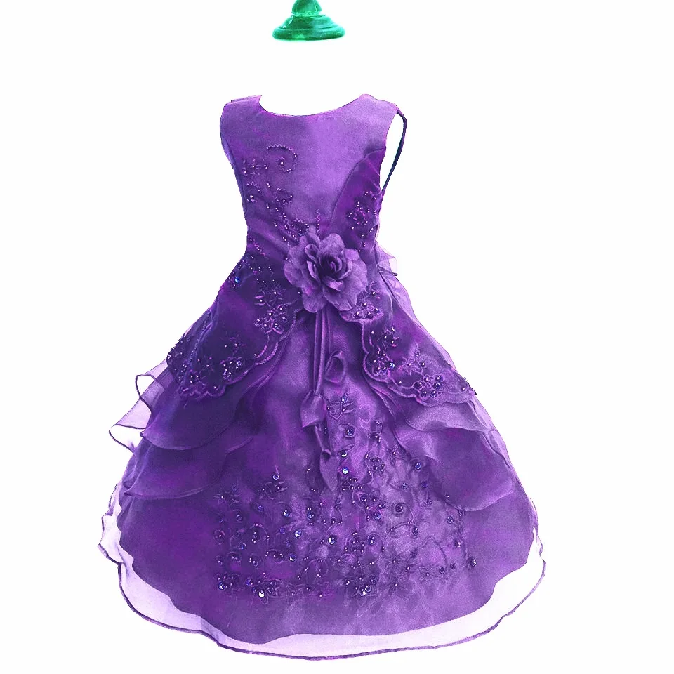 2019 Girls White Gown Embroidered Formal Bridesmaid Wedding Children Christmas Princess Party Dress Kids Clothing 22 Colors | Детская