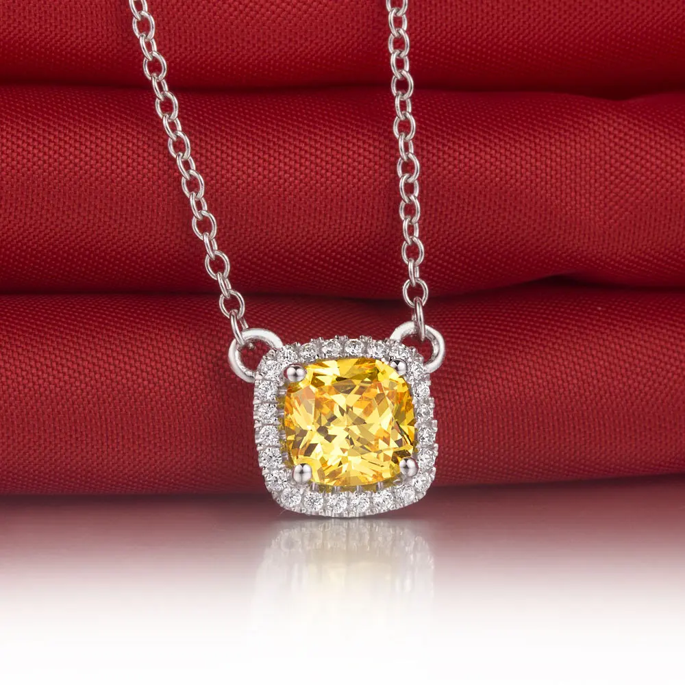 2Ct Золотая подушка с синтетическими бриллиантами кулон ожерелье заявление