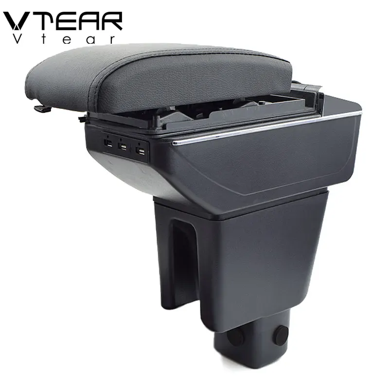 Vtear для Honda Amaze автомобильный подлокотник кожаный usb интерфейс коробка хранения
