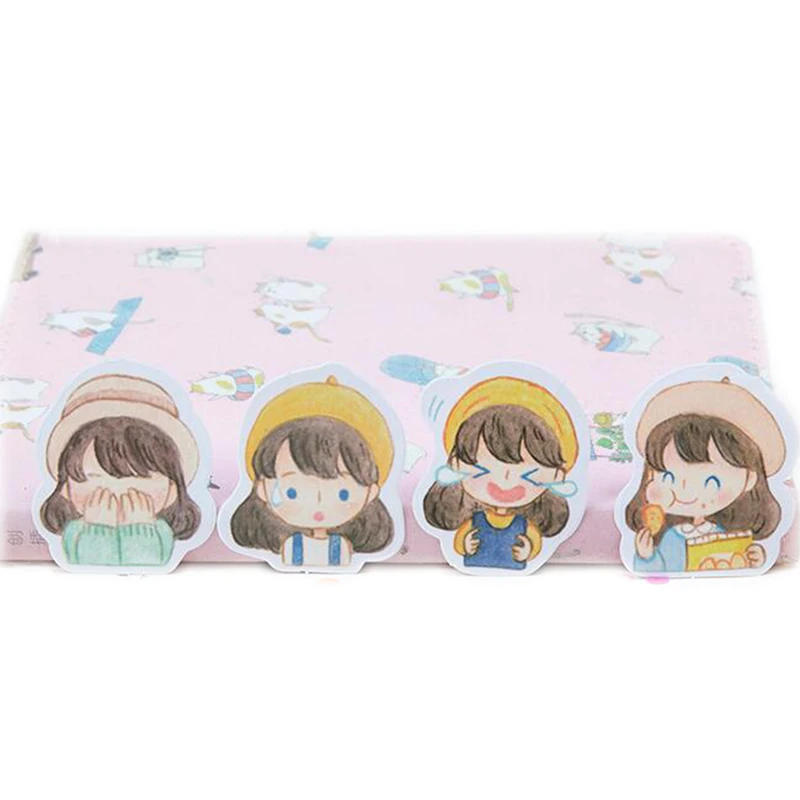 

Cute Cartoon Girl Scrapbooking Paper Masking Sticker Decorative Kawaii Label Notebook Diary Photo Album Sticker Stationery