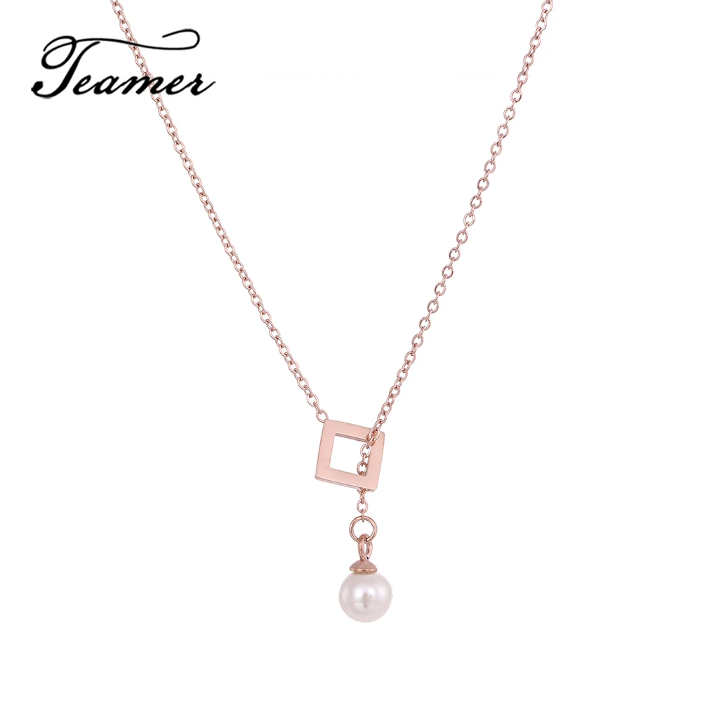 Teamer квадратное ожерелье из нержавеющей стали женское модное ювелирное изделие