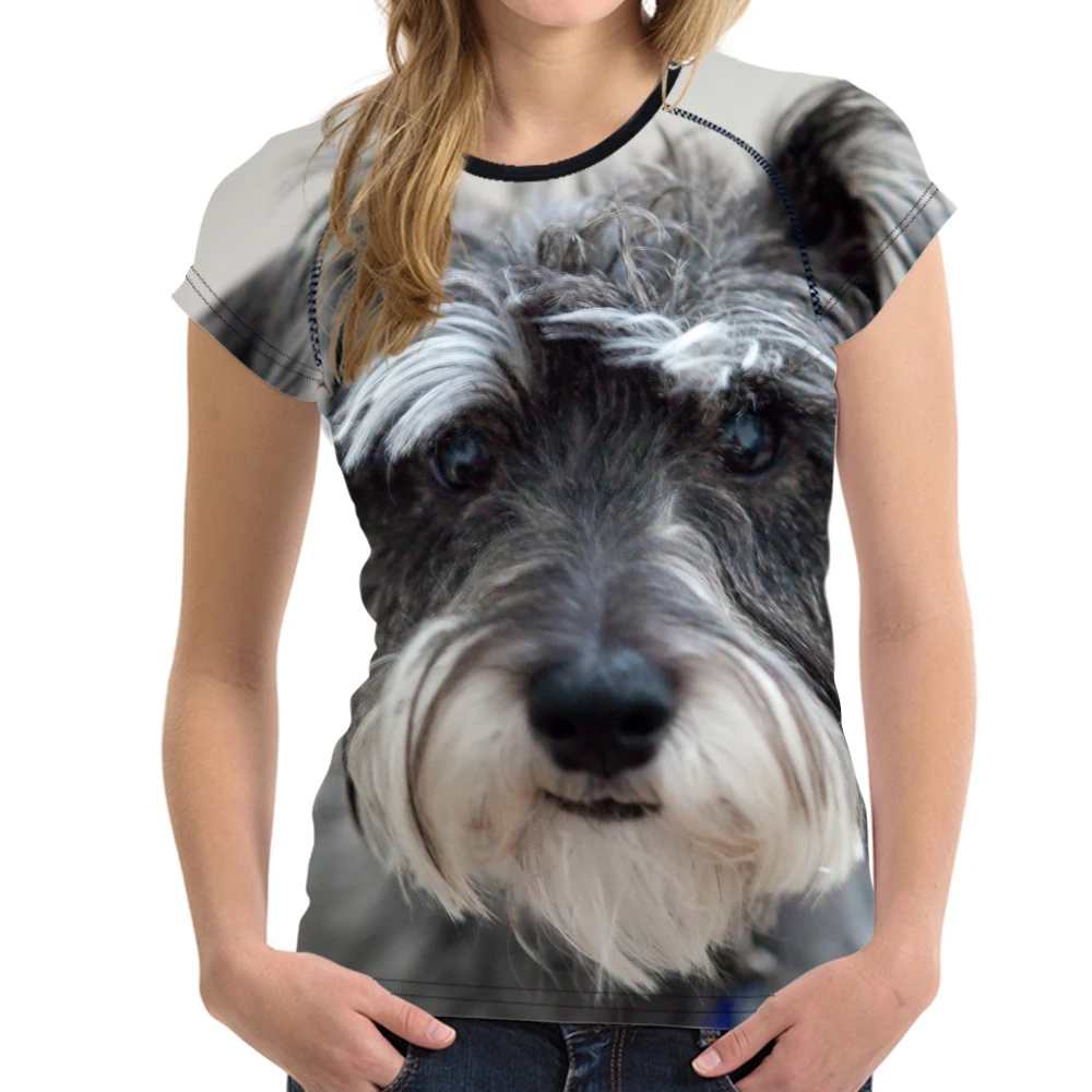 Фото Футболка с принтом милой собаки шнауцера Женская стильная дышащая футболка