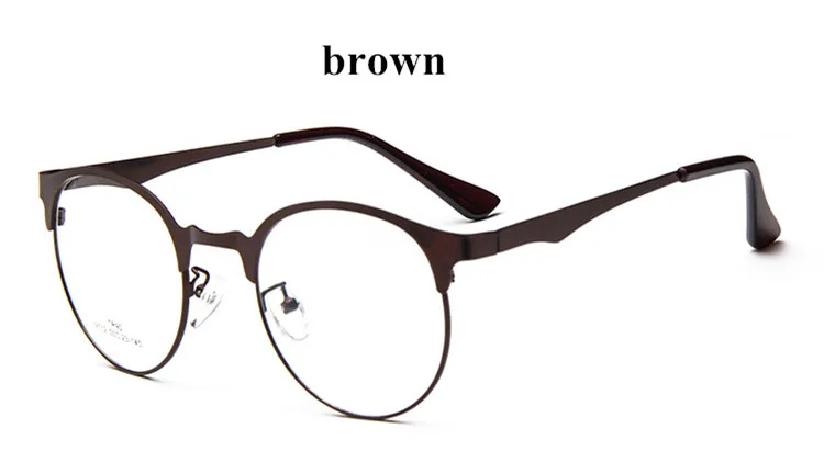 Brown Винтажная модная стеклянная оправа, прозрачные линзы, фирменный дизайн, металл, анти-УФ стекло для глаз, es оправа для женщин и мужчин, очки gafas oculos de grau - Цвет оправы: Brown