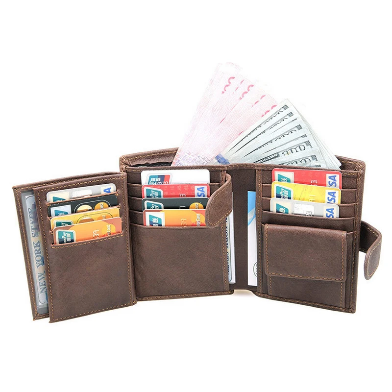 Винтажный Мужской короткий кошелек мужской клатч из натуральной кожи кошельки