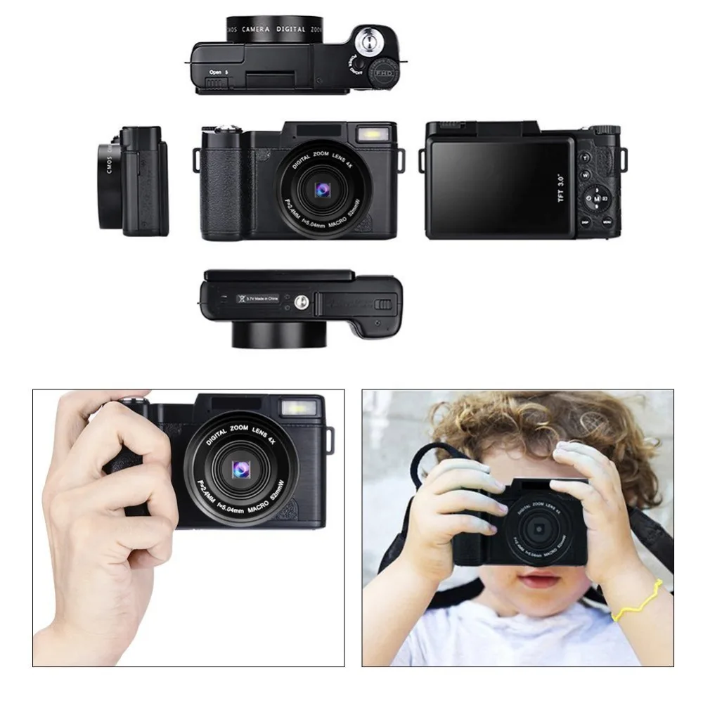 Цифровой Камера Vlogging полный HD1080p 24.0MP видеокамера 3 0 дюймов флип Экран с выдвижной