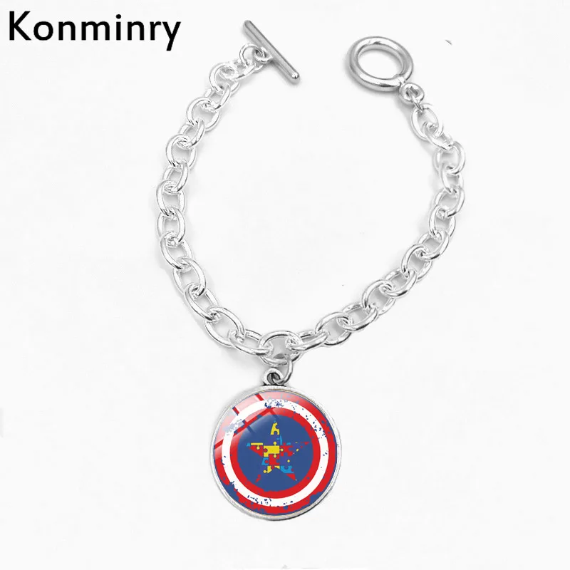 6 Konminry аутизма дизайн логотипа любовь браслет со стеклянным кабошоном кулон ручной работы серебристого цвета; Цвета цепь с плетением «бабочка» BangleFor Для женщин Для мужчин - Окраска металла: 6