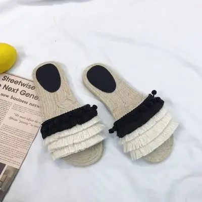 2018 летние женские пляжные шлепанцы с бахромой и блестками удобные офисные тапки