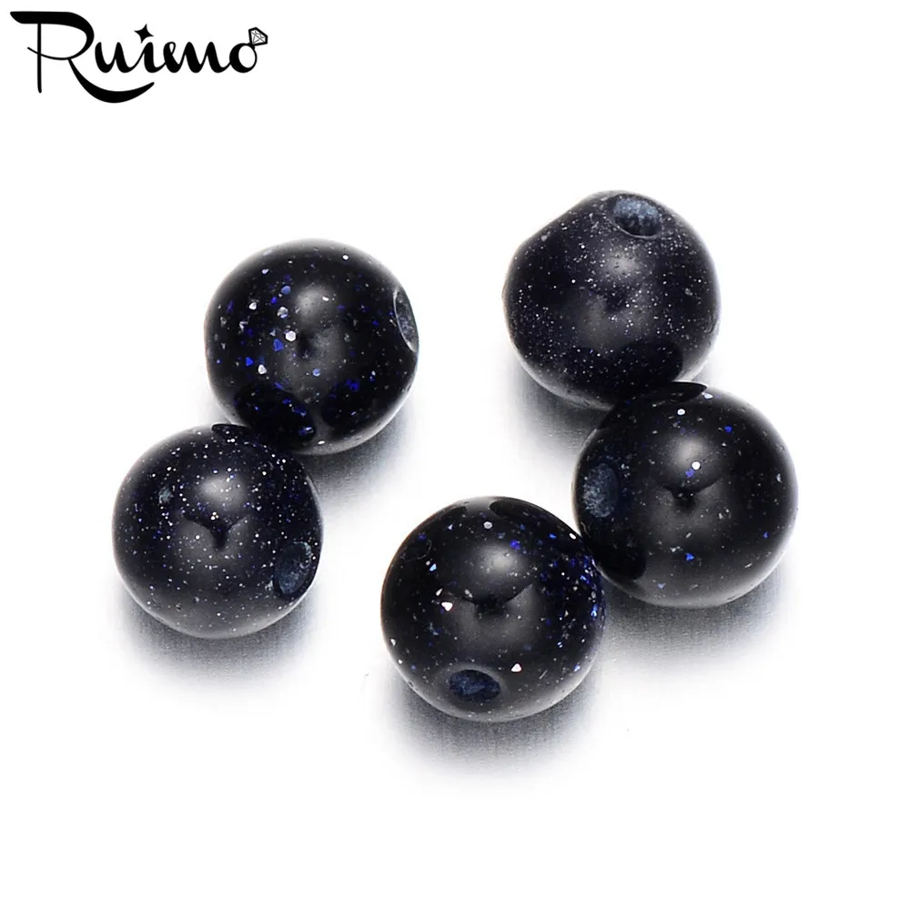 RUIMO Синий Песчаник натуральный камень Бусины ночное и звездное небо круглые