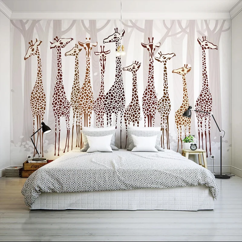 

Custom Any Size Mural Wallpaper 3D Giraffe Photo Wall Painting Kid's Bedroom Background Wall Decor Modern Eco-Friendly Frescoes