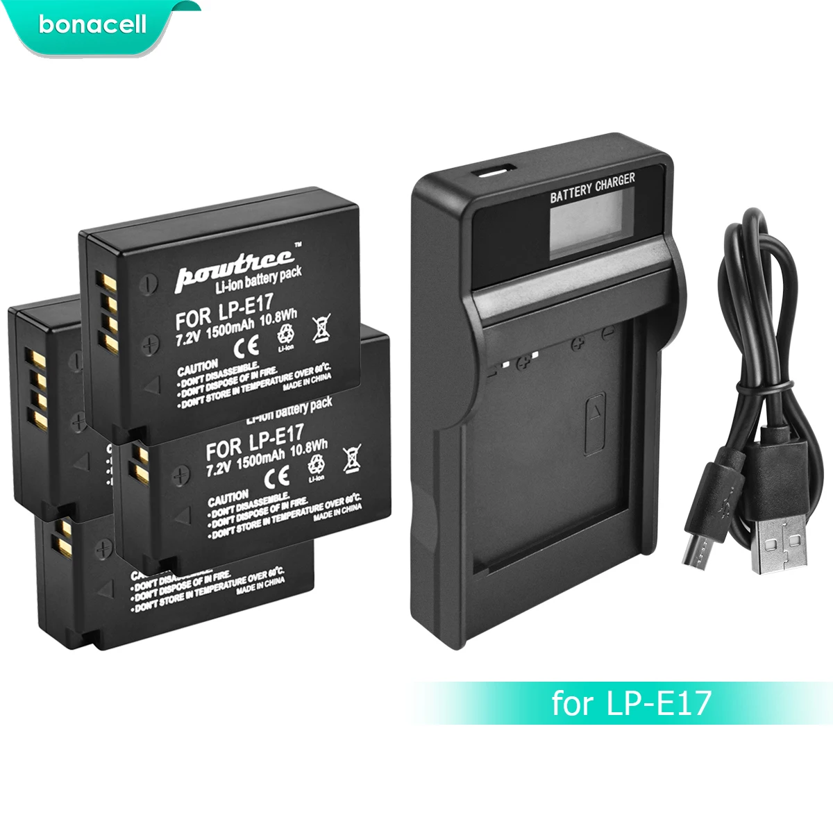 Bonacell 1500 мА/ч, LPE17 LP E17 LP-E17 Батарея+ ЖК-дисплей двойной Зарядное устройство для цифровой однообъективной зеркальной камеры Canon EOS 200D M3 M6 750D 760D T6i T6s 800D 8000D поцелуй X8i L50 - Цвет: 4XBattery Charger
