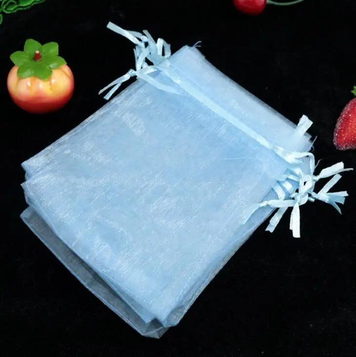 Light blue 50 шт. сумки из органзы для упаковки ювелирных изделий, сумки для украшения свадебной вечеринки, сумки для подарков, рождественские подарочные сумки - Цвет: Light blue