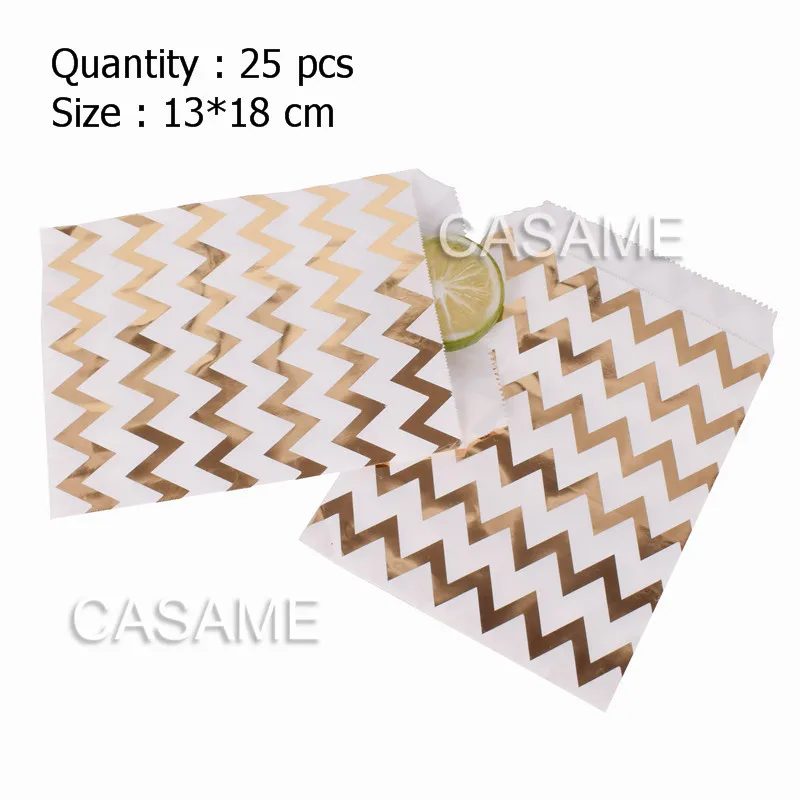 Gold Chevron Подарочная коробка, коробка для конфет, крафт-пакет, бумажные Золотые сумки с принтом, бумажные мешки для украшения дня рождения, свадьбы, ленты из фольги - Цвет: Gold Chevron