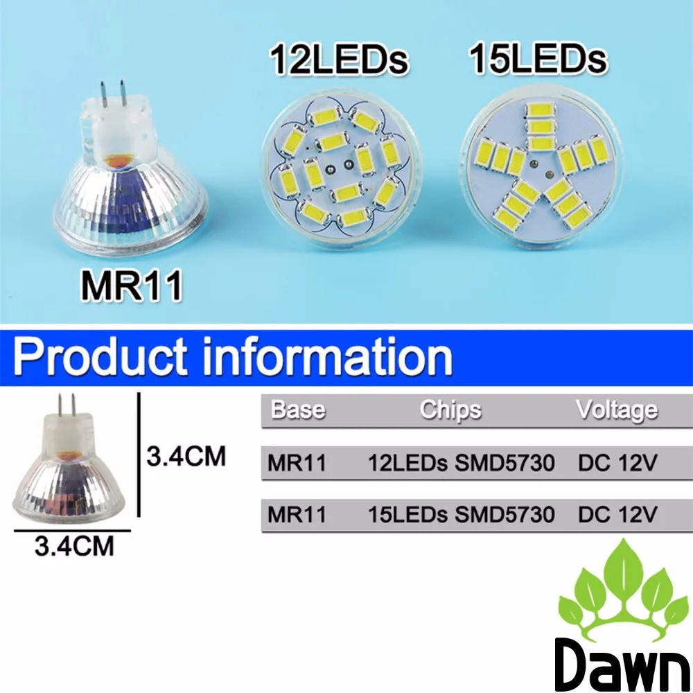 MR11 Светодиодный прожектор DC 12 В 3 Вт 5 5730 SMD Светодиодная лампа Энергосберегающая