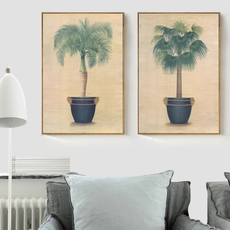 Пасторальный зеленый горшок пальмы пейзаж печать на холсте Масляные картины