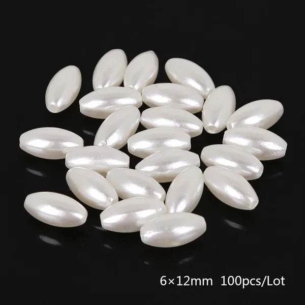 100pcs 6x12mm Ivory DIY 50-200 шт ABS эллипс имитация жемчуга рисовые зерна россыпью бусины одежда ювелирные изделия Ремесло украшения для женщин пришить на бисер аксессуар - Цвет: 100pcs 6x12mm Ivory
