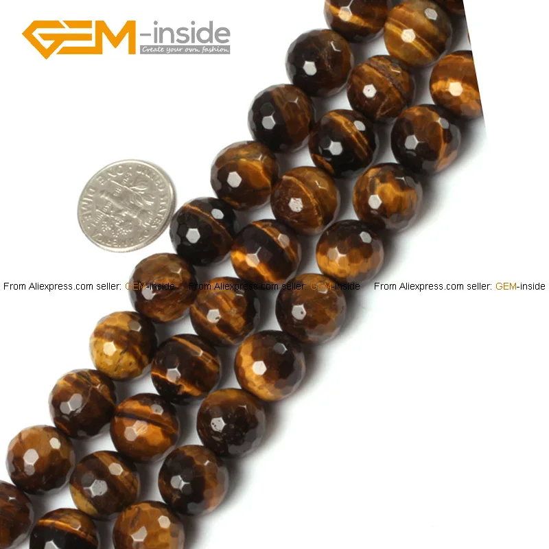 Натуральные Круглые граненые бусины тигровый глаз для изготовления ювелирных