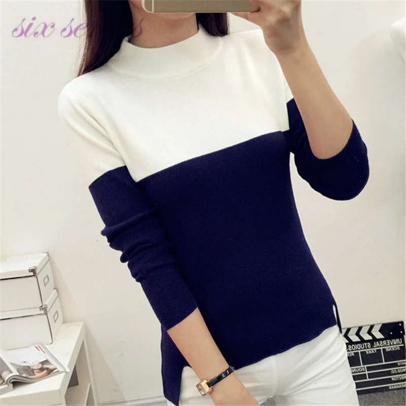 Осень 2016 новый женский пуловер повседневный короткий Модный свитер с длинным