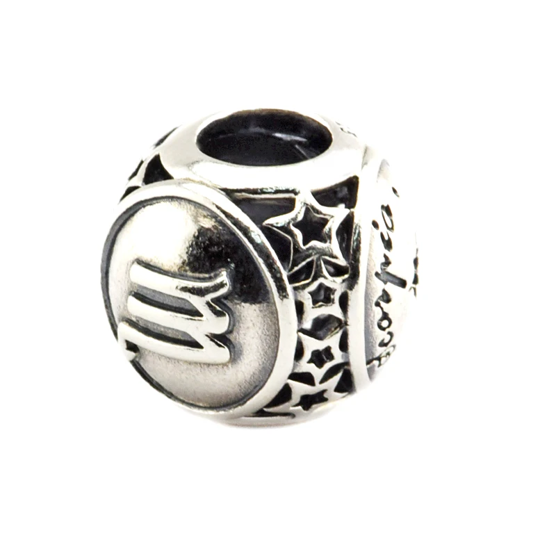 Подходит для Pandora Браслеты малышей с принтом Скорпион знак зодиака кулон