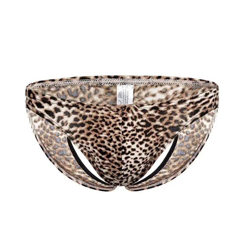Леопардовое Мужское нижнее белье s Jockstrap с открытой спиной сексуальные мужские
