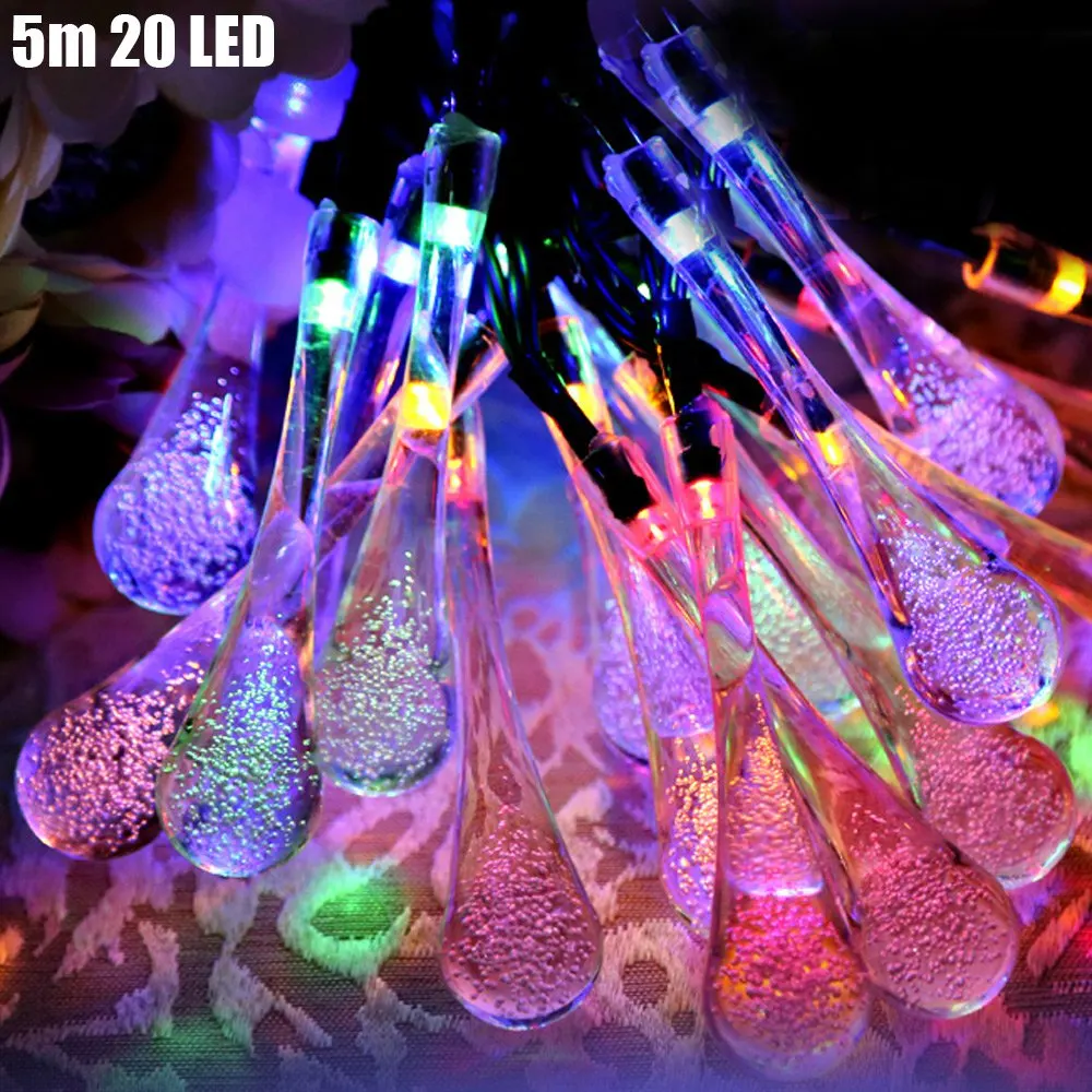 20 светодиодный солнечный свет в форме капли воды устойчивый или вспышка лампа
